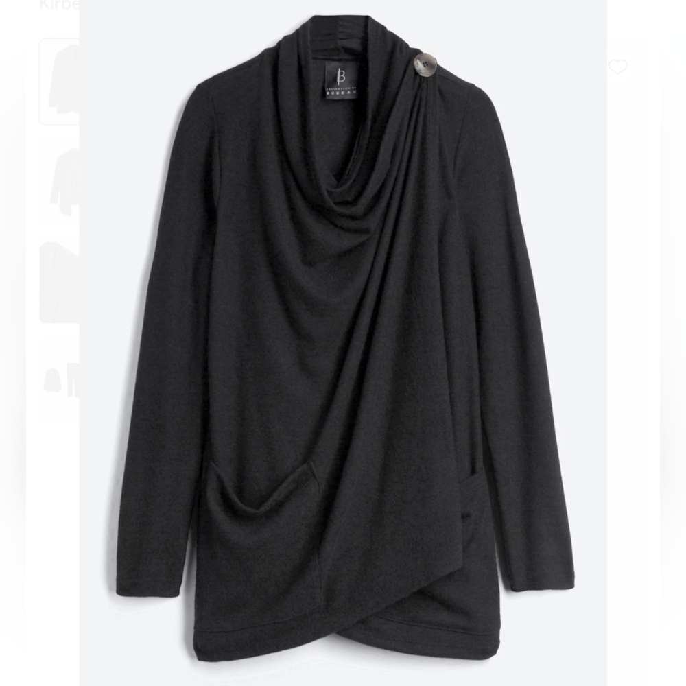 Bobeau Kirbee Button Detail Open Cardigan